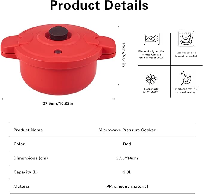 BestYiJo Microwave Rice Cooker - 2.3L BPA-Free Microwave Pressure Cooker | Quick Healthy Meals | Perfect for Busy Professionals &amp Families Microwave pressure cooker