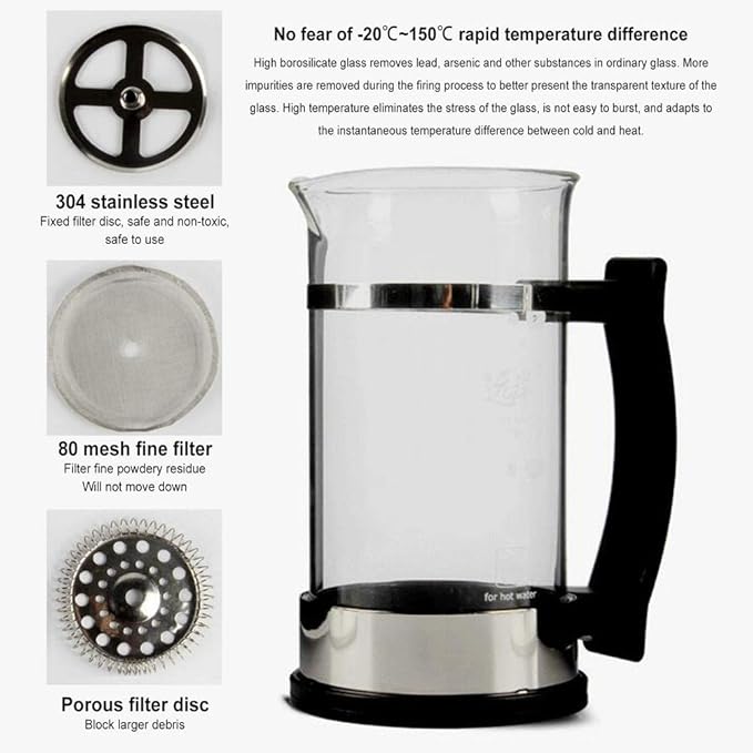 Glass Coffee Maker Kettle Manual Tea Pot With Handle Espresso With Filter