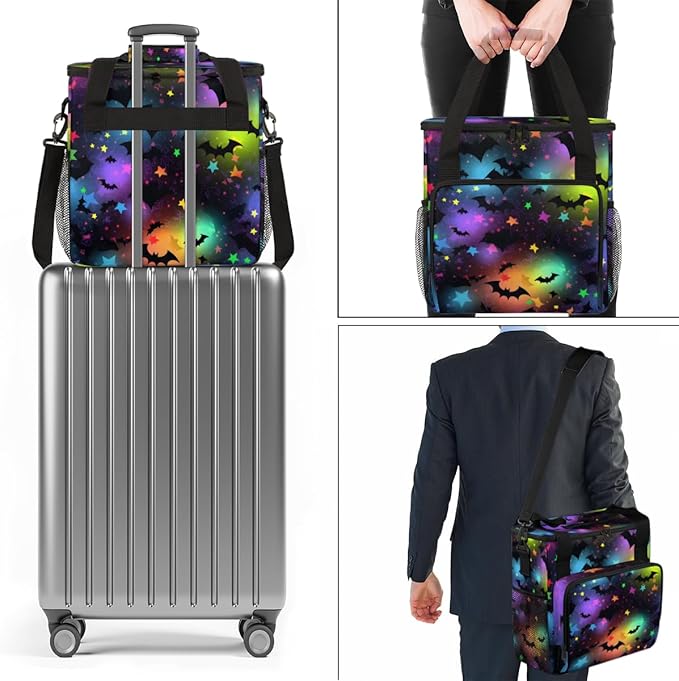 Halloween Bat Coffee Maker Carrying Bag Dreamy Bat Travel Storage Bag Compatible with K-Mini or K-Mini Plus Single Serve Coffee Brewer Carrying Case with Multiple Pockets &amp Shoulder Strap