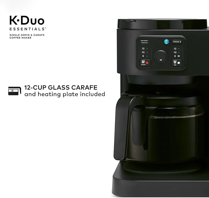 Hot &amp Iced Single-Serve Kcup Pod Coffee Maker with 12-Cup Carafe 72oz Water Reservoir Brew Over Ice Strong Brew Multiple Sizes Programmable Compact Coffee Machine for Home &amp Office (Blac