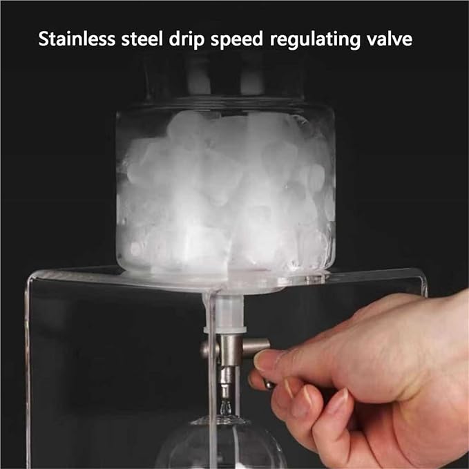 Cold Brew Drip Tower Ice Coffee Slow Drip Coffee Maker with Stainless Steel Filter and Acrylic Base Adjustable Flow for Office Coffee Lovers(450ML)