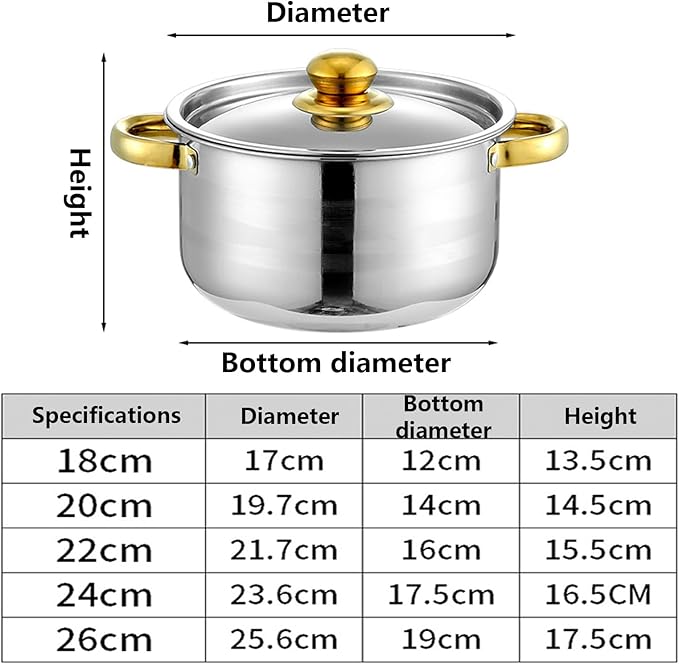 10-Piece Kitchen Pot and Pan Set Non Stick Stainless Steel Cookware Set Kitchen Aid Classic Cooking Set with Lids Soup Pot Compatible with All Cooktops(Gas Electric &amp Induction)Silver