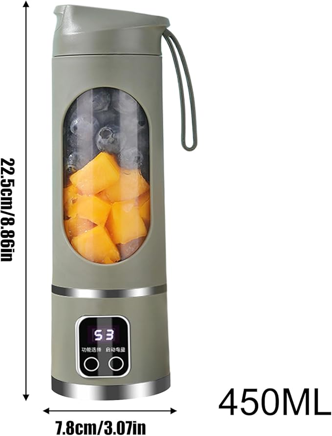Portable Juicer | 450ml Wireless Compact Maker with LED Display - Portable Juicer Cup - for Home Gym Kitchen Beach School Camping Hiking Picnic Vacation Apartment Dorm