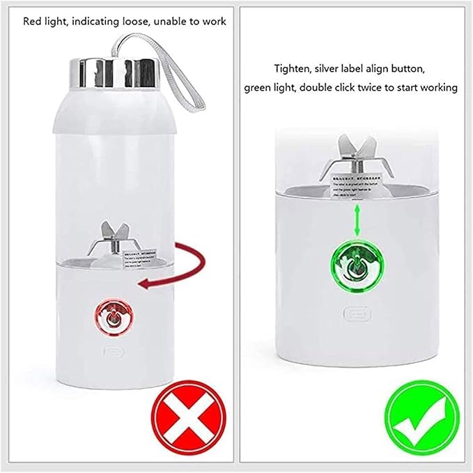 Portable Personal Blender Household Juicer Fruit Shake Mixer - Six Blades 550ml Cooking Machine with USB Charging Cable (Color : A)