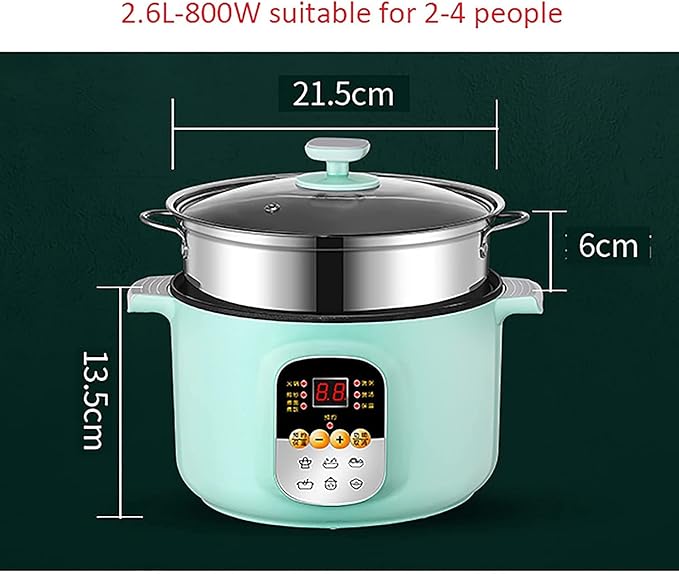 Rice Cooker Household Multifunctional All-in-one Rice Cooker/Frying Pan/Wok/Soup Pot Non-Stick Inner Pot for 1-4 People (B 1.6L) (A 2.6L)