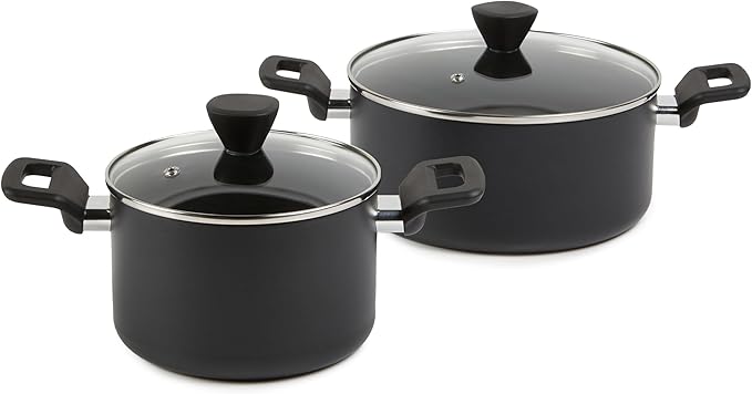 Amazon Basics Stackable Ceramic Non-Stick Cookware Pots and Pans Set 10-Piece Space Saving
