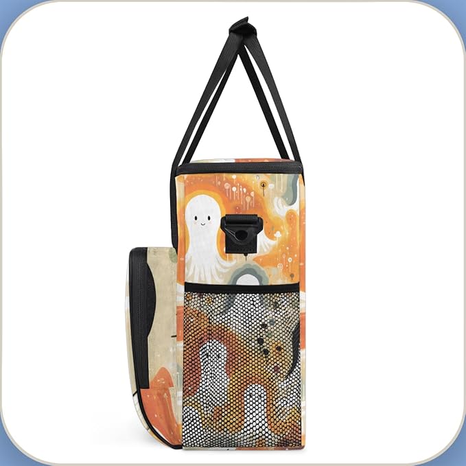 Halloween Ghosts Coffee Maker Carrying Bag Magical Ghosts Travel Storage Bag Compatible with K-Mini or K-Mini Plus Single Serve Coffee Brewer Carrying Case with Multiple Pockets &amp Shoulder Strap
