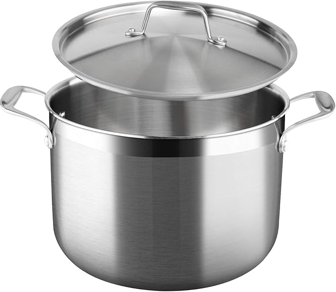 Duxtop Whole-Clad Tri-Ply Stainless Steel Induction Cookware Set 10PC Kitchen Pots and Pans Set &amp Whole-Clad Tri-Ply Stainless Steel Stockpot with Lid 8 Quart Kitchen Induction Cookware