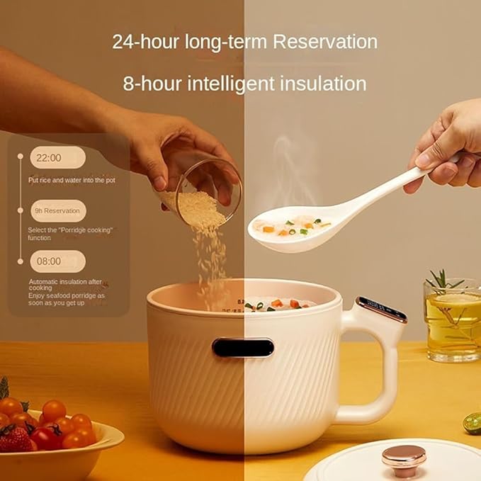 Multifunctional Electric Rice Cooker - Ideal for Dorm &amp Home Use: Noodles Steaming &amp Hot Pot(Color:White Electronic ver)