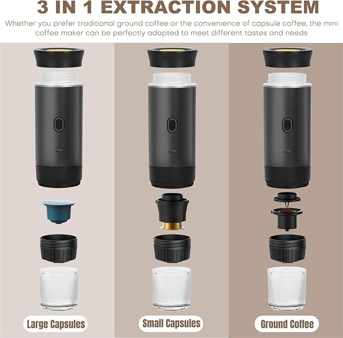 Travel Coffee MakerHand Coffee Maker | Extraction Tool Professional Rechargeable Brew Device for RV Hiking Home