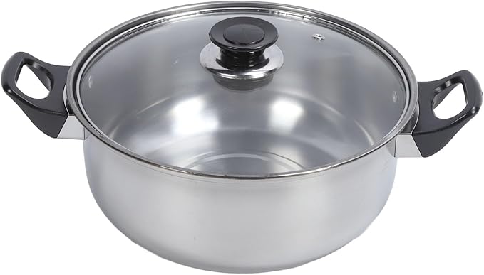 Stainless Steel Kitchen Cookware Set Durable Complete Cooking Solution for Home Kitchen Stainless Steel Pots Pans Set for Family GlassBlack 6 Pieces
