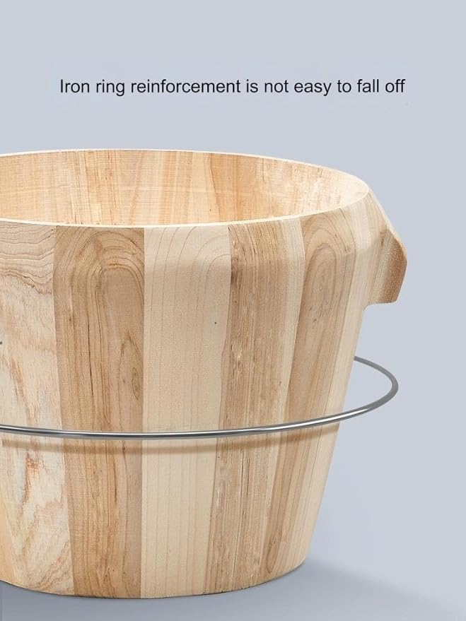 1 Set of Wooden Rice Barrel Rice Steaming Barrel Rice Mixing Barrel with Lid Suitable for Home Kitchen Restaurant(24 * 20cm)