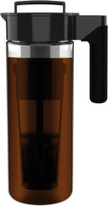Takeya Glass Cold Brew Coffee Maker for Iced Coffee Airtight Pitcher Premium Quality 2 Quart Black Lid and Handle