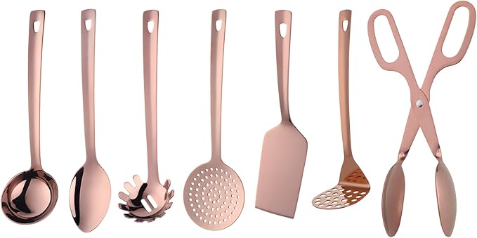 Kitchen Cooking Utensils Set： Non-stick &amp Heat Resistant Stainless Steel Cookware 7pcs Sets