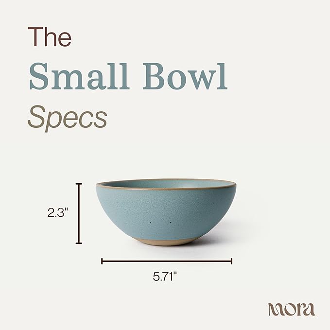 MORA Small Bowls Set of 4 16oz Ceramic Pottery Dessert Bowls - Microwave Oven and Dishwasher Safe - Iris