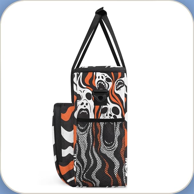 Magical Spooky Ghost Coffee Maker Carrying Bag Portable Travel Storage Tote Bag Compatible with K-Mini or K-Mini Plus Single Serve Coffee Brewer Carrying Case with Multiple Pockets &amp Shoulder St