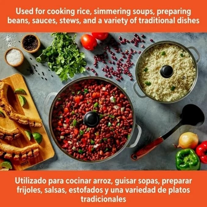 Caldero 2-Piece Set with Glass Lid - 22cm and 30cm Size Ideal for Stews Soups and Rice Dishes - Durable and Versatile Cookware for Everyday Use