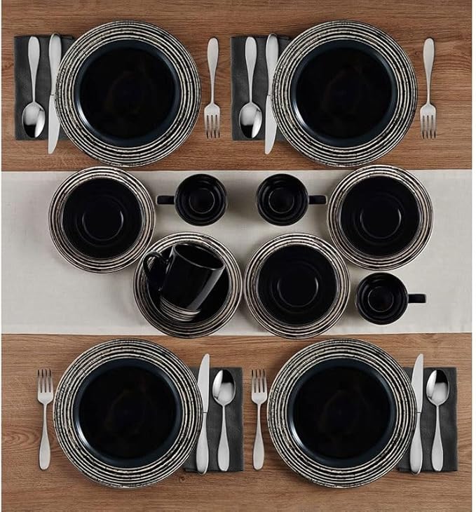 Food Plate Set Dish 16-Piece Dinnerware Set Stoneware Plates Dinner Sets Ceramic Dishes To Eat Tableware Bar