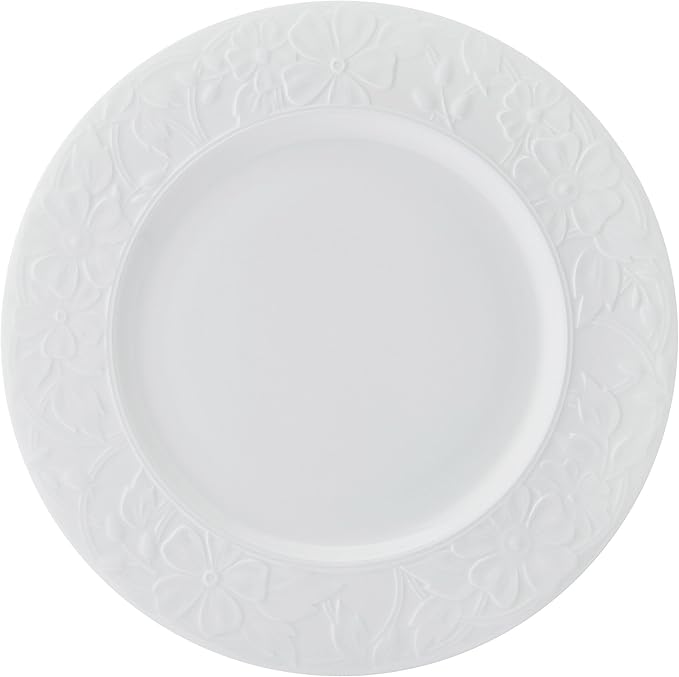 Mikasa Claire Floral Bone China Lightweight Chip Resistant 12 Piece Dinnerware Set Service for 4 White