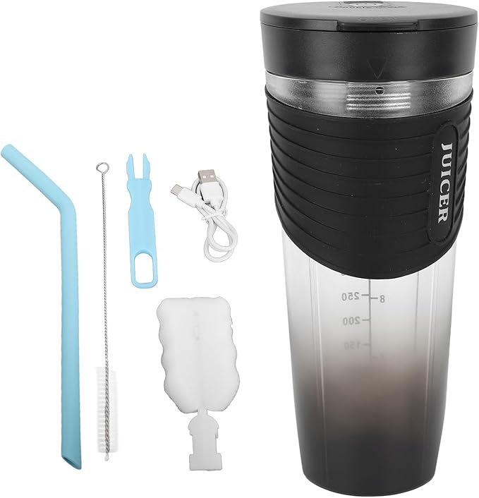 Portable Blender with 20000RPM Motor Rechargeable Battery 6 Stainless Steel Blades for Smoothies Shakes Home Outdoor (Black)