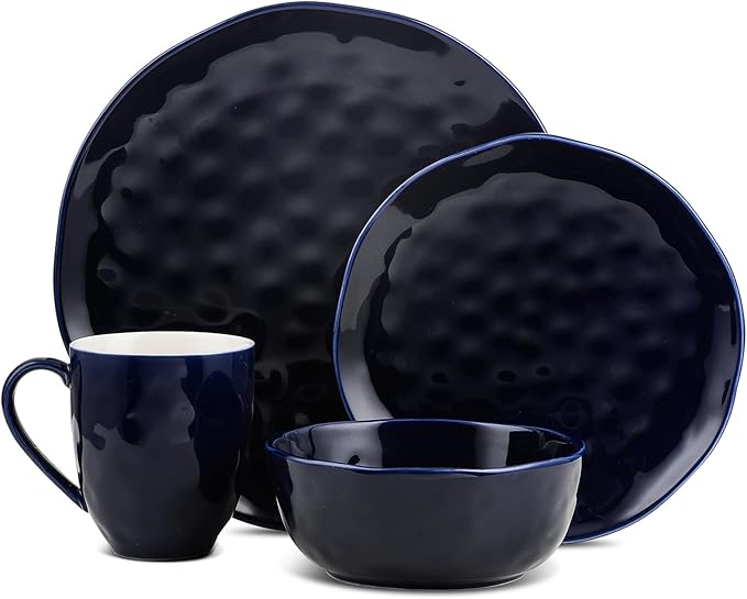 Stone lain Ivy Porcelain Dinnerware Set 24-Piece Service for 6 Navy Blue