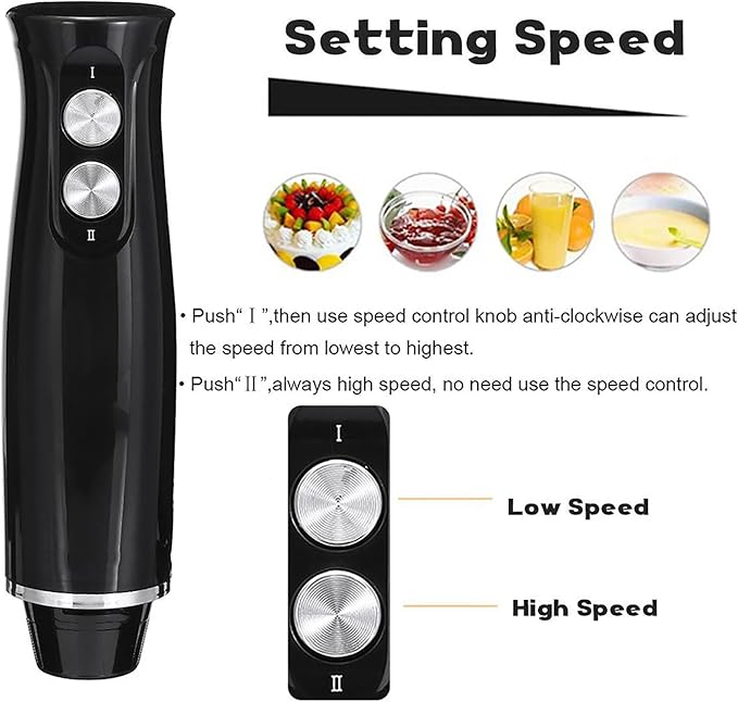 Food Blender 4-in-1 Household Handheld Food Cooking Stick with Ground Meat Cup Low and High Speed Setting Suitable for Home Kitchens To Prepare Children's Food So