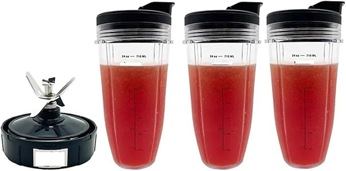 ABKR-24Oz Blender Cup With Lid Compatibie For Ninja Auto IQ Pro BL480 BL482 BL642 BL682 BL450 BN401 BN751 BN801 Foodi SS351 Parts
