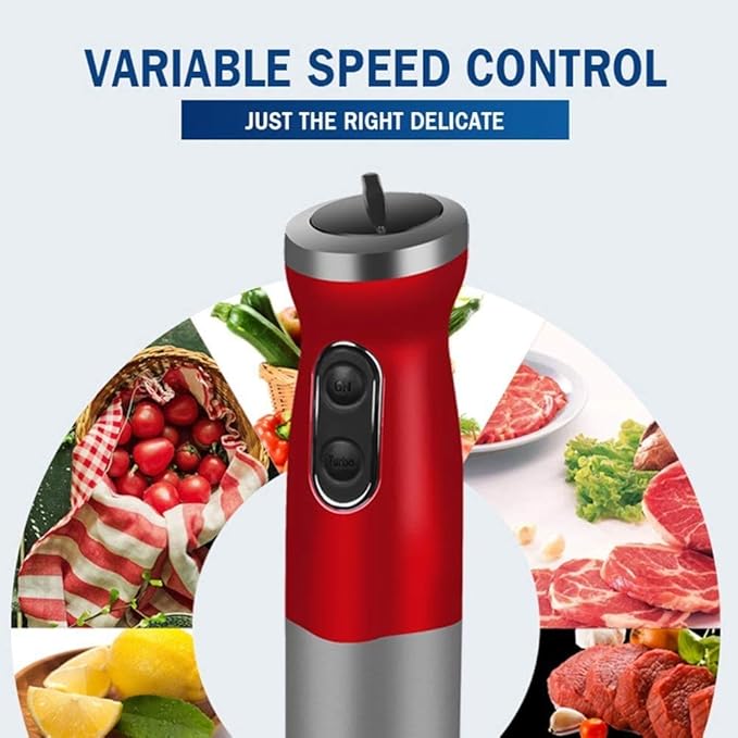 700W Immersion Hand Blender Stainless Steel Stick Blender Includes Mixing Beaker/Whisk Attachment/Milk Frother BPA-Free