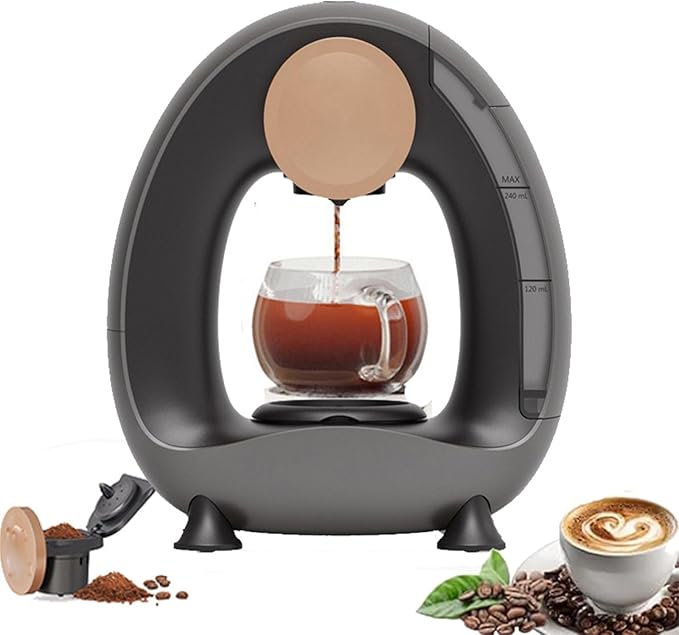 Portable Drip Coffee Maker Single-Serve Coffee Maker 85 °C Constant Temperature 20S Fast Heating Extraction 240ml Removable Water Tank for Office Home Silver-Powdered