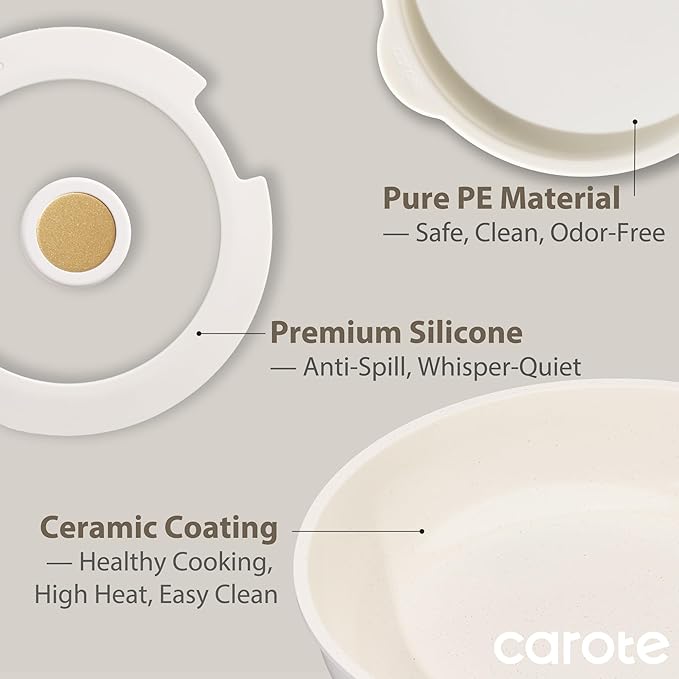 CAROTE 6pcs Pots and Pans Set Non Stick Cookware Sets Kitchen Set Oven/Fridge Safe Space Saving Pots Set Nonstick Cooking Set with Versatile Detachable Handle Induction RV Set