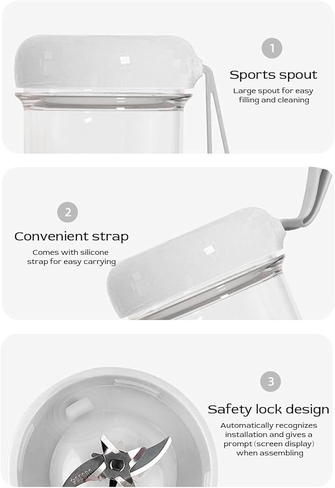 Portable Blender High Speed Efficient Mixing Easy to Disassemble Wash Rechargeable 500ml Portable Personal Blender for Home