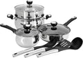 10 Piece Stainless Steel Belly-Shaped Cookware and Nonstick Utensil Set Dishwasher Safe Pots and Pans with Saute Pan Dutch Oven Saucepan and Kitchen Tools