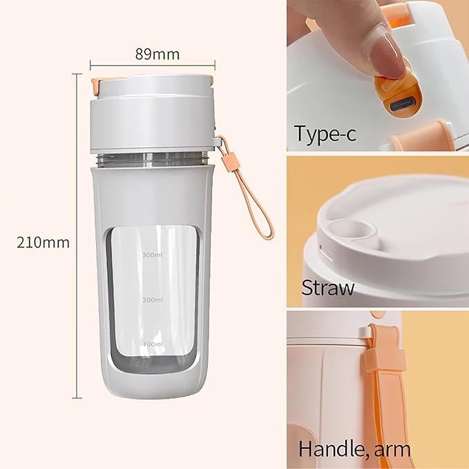 Mini Blender Cup Personal Size Juicer 350ml with 8 Pcs Blades 22000 RPM and Uniform Mixing One Button Blending/Cleaning and Easy to Clean for Gym Travel Office Home