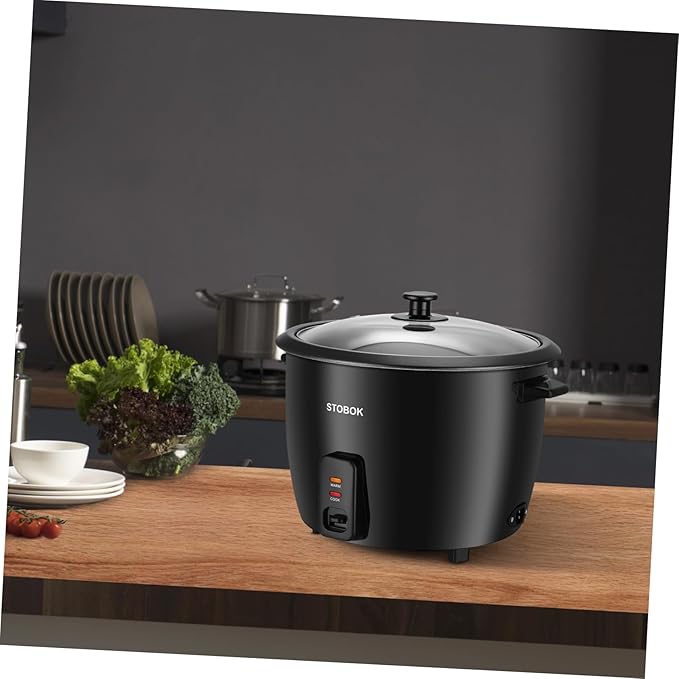 NUOBESTY Compact Electric Rice Cooker with Clear Lid Space-saving Household Stew Pot for Rice Porridge and Efficient Cooking Easy Single-button Operation Portable Kitchen Appliance with US