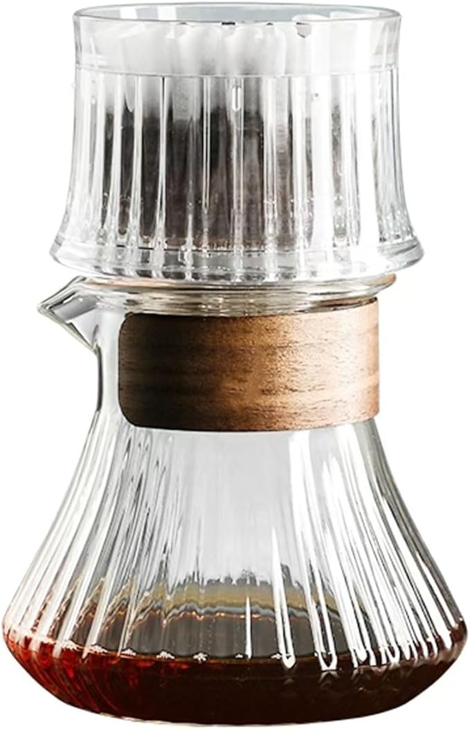 Pour Over Coffee Maker Drip Cold Brew Coffee Maker with 50 Pcs Paper Filter Glass Carafe Drip Rate Adjustable for Home Café Restaurant Camping