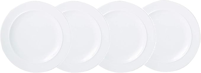 Denby White Porcelain Small Plates Set of 4-19cm Dishwasher Microwave Safe Crockery - Chip &amp Crack Resistant Glazed Appetiser Side Plates
