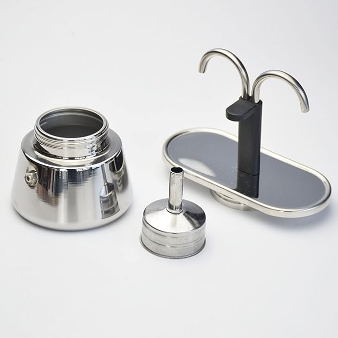 GOWENIC 2 Cup Stovetop Espresso Maker Pot Classic Italian Coffee Maker Espresso Maker Stovetop 100ML Double Stainless Steel DIY Conduit Coffee Pot