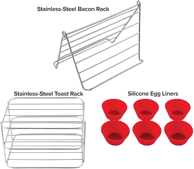 NUWAVE 6 QT Air Fryer Accessories 6 Silicone Egg Liners a Stainless Steel Toaster Rack and a Stainless Steel Bacon Rack (Breakfast Kit)