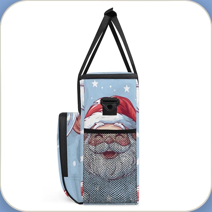 Cute Santa Claus Coffee Maker Carrying Bag Modern Santa Claus Travel Storage Bag Compatible with K-Mini or K-Mini Plus Single Serve Coffee Brewer Carrying Case with Multiple Pockets &amp Shoulder S