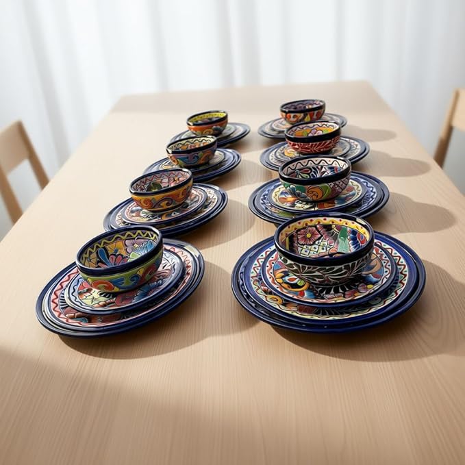 Handmade Talavera 32-Piece Dinnerware Set | Mexican Pottery (Seats 8)