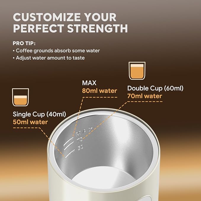 Portable Espresso Machine Travel Coffee Maker for Camping Car Coffee Maker Self-Heating with USB-C 2 in 1 With Ground Coffee &amp NS Capsule for RV Hiking OfficeChristmas Gifts for Men(White)