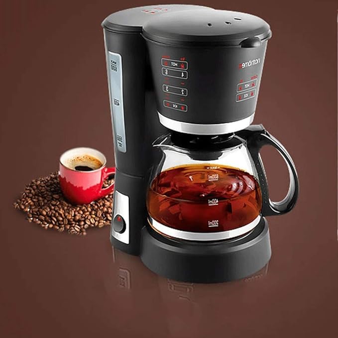 Coffee Machine Filter Coffee Machine0.6L Capacity Coffee Maker Producing Up to 5 CupsAnti-Drip SystemPermanent Reusable FilterBlackCompatible with Espresso Cooker