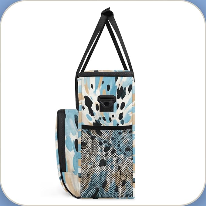 Blue Black Print Coffee Maker Carrying Bag Portable Travel Storage Tote Bag Compatible with K-Mini or K-Mini Plus Single Serve Coffee Brewer Carrying Case with Multiple Pockets &amp Shoulder Strap