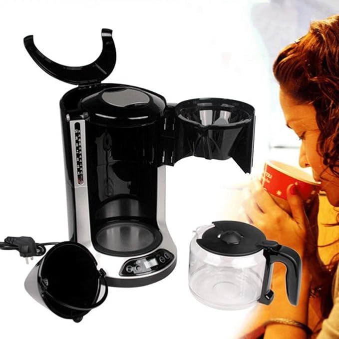 Coffee Machine Coffee MachineFilter Coffee Machine Drip Coffee Maker with 1.25L Glass Jug(10 Cups)Anti-Drip SystemPermanent Reusable FilterTimer FunctionBoil-Dry Protection