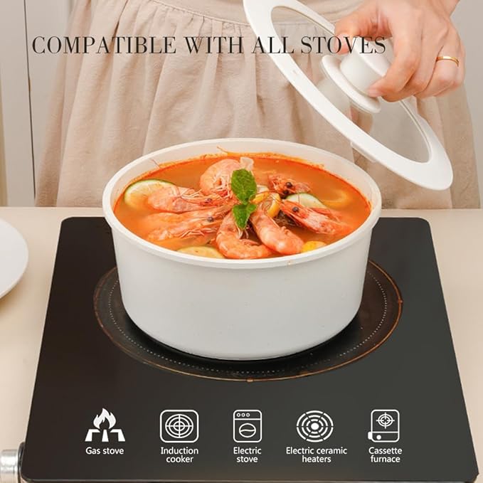 9 pcs Pots And Pans Set Non Stick Nonstick Coating Kitchen Cookware Sets with Removable Handle for RV Travel Outdoor Camping Oven Safe PFOS And PFOA Free