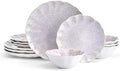 Mikasa Isla Hand Crafted 12 Piece Plates Bowls Dinnerware Set Service for 4 Pink