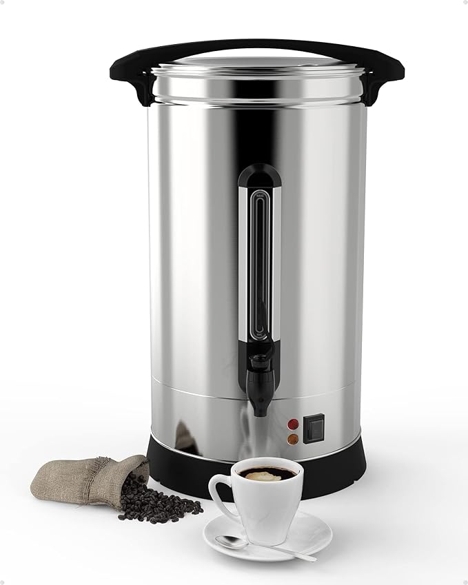 110 Cup Commercial Coffee Urn 16l Large Capacity Coffee Maker with Quick Infusion 304 Stainless Steel Double-Wall Hot Beverage Dispenser – Easy to Clean for Churches Offices Events &amp Meeting R