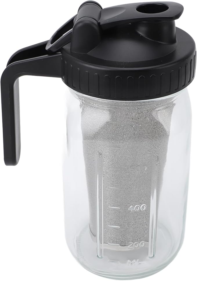 Cold Brew Coffee Maker Jar Stainless Steel Filter Thick Glass Iced Coffee Pitcher Spout Lid Handle Working Home (1000ml)
