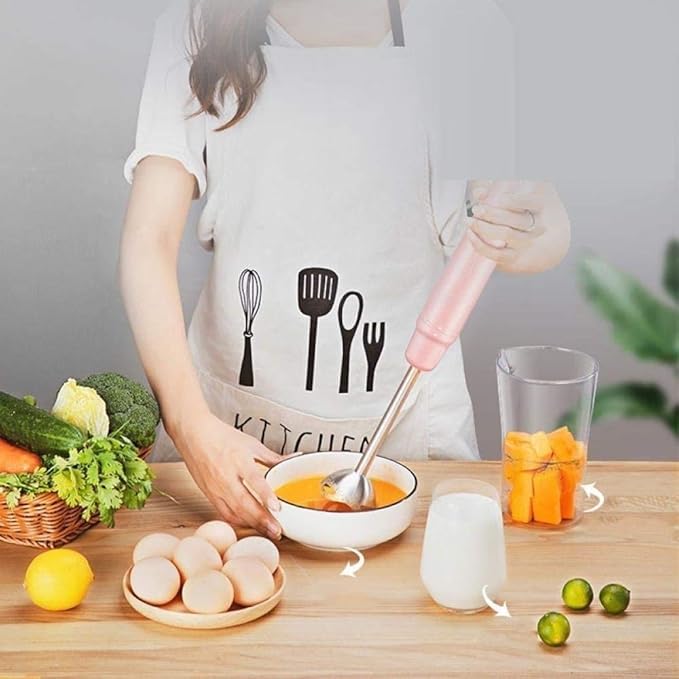 Immersion Hand Blender120W-Stepless Speed 4-in-1 Smart Stick Blender with Mixing BeakerEgg Whisk for Smoothies/Puree Baby Food/Sauces/SoupsPink