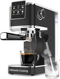 Espresso Machine 20 BarTouch Screen Espresso Maker with Steam Milk FrotherCompact Stainless Steel Coffee Machine for Cappuccino Latte Americano Espresso CoolGift for Coffee LoversBlack